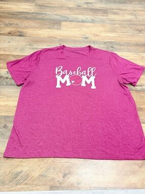 Baseball Mom Tee 3XL Pink Game Day Shirt Sports Mom Graphic Plus Size